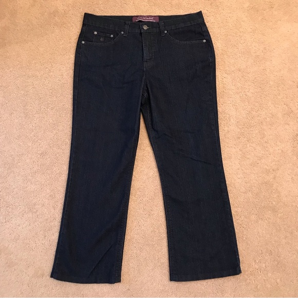 Gloria Vanderbilt Dark Blue Denim Jeans Womens Size 12 SHORT Mid Rise Gabby - Picture 1 of 12